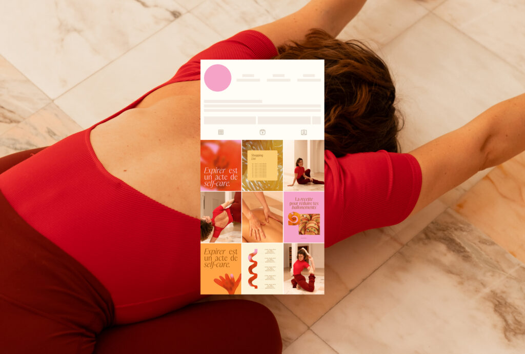 Univers visuel social media organique et sensible imaginé par Blomea Studio pour une thérapeute holistique